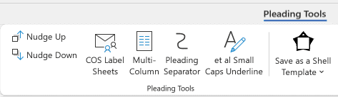 Pleading Tools ribbon tab